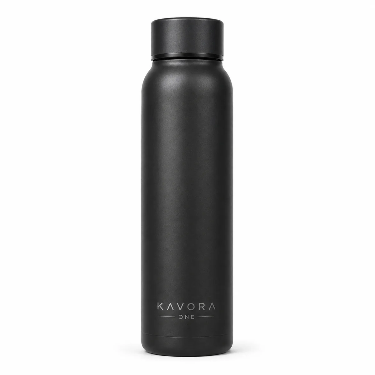 Imagen principal de ficha de Amazon sobre fondo blanco, botella térmica KAVORA ONE creada con inteligencia artificial