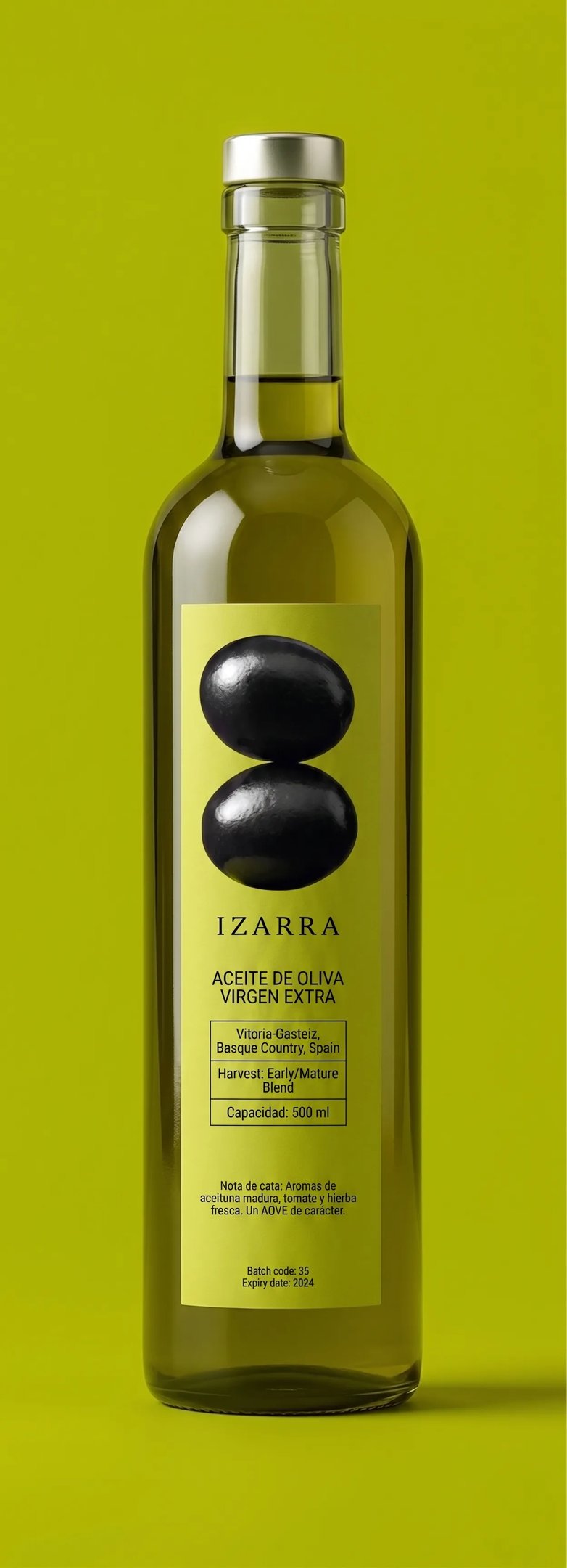 Aceite de oliva virgen extra, fotografía de producto con IA