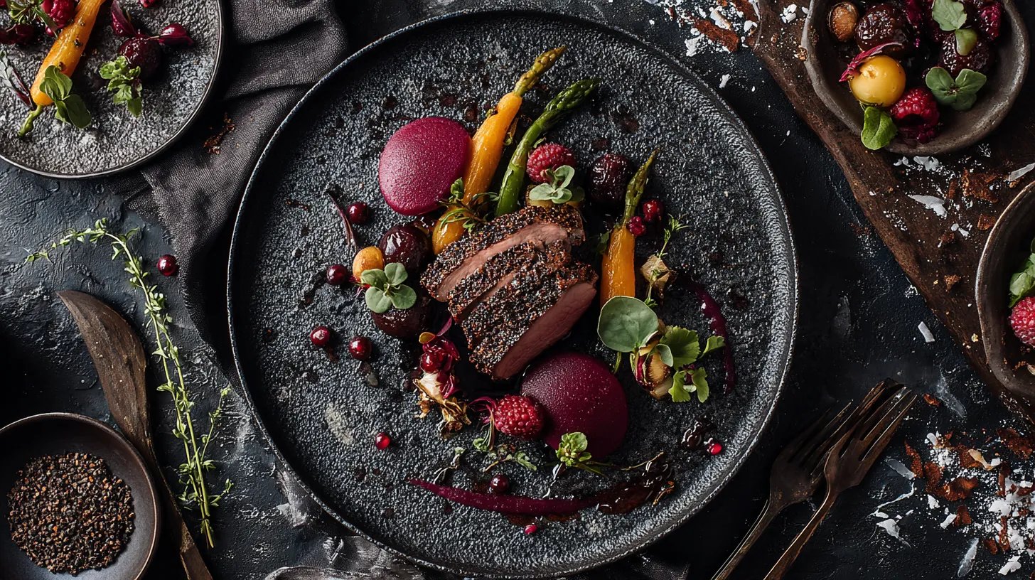 Emplatado de alta cocina, fotografía gastronómica con IA