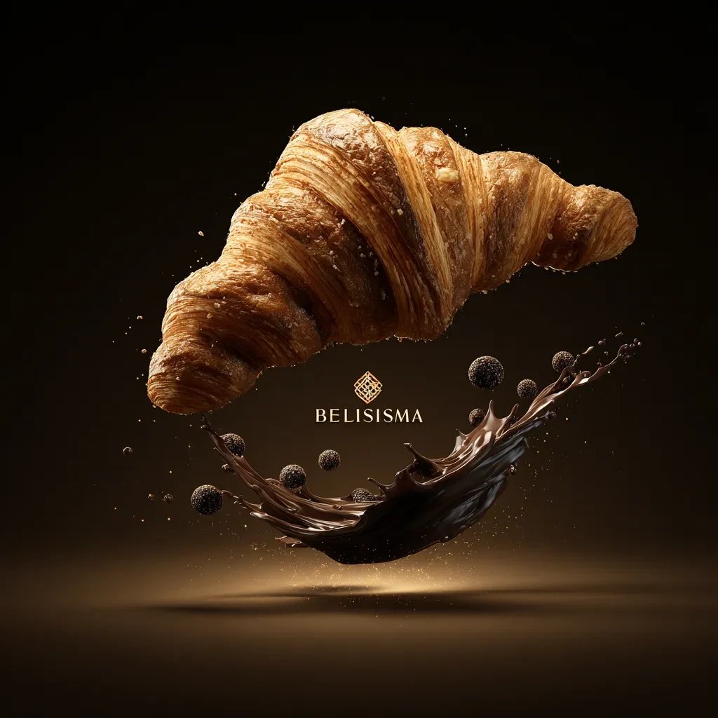 Croissants de bollería, fotografía gastronómica con IA