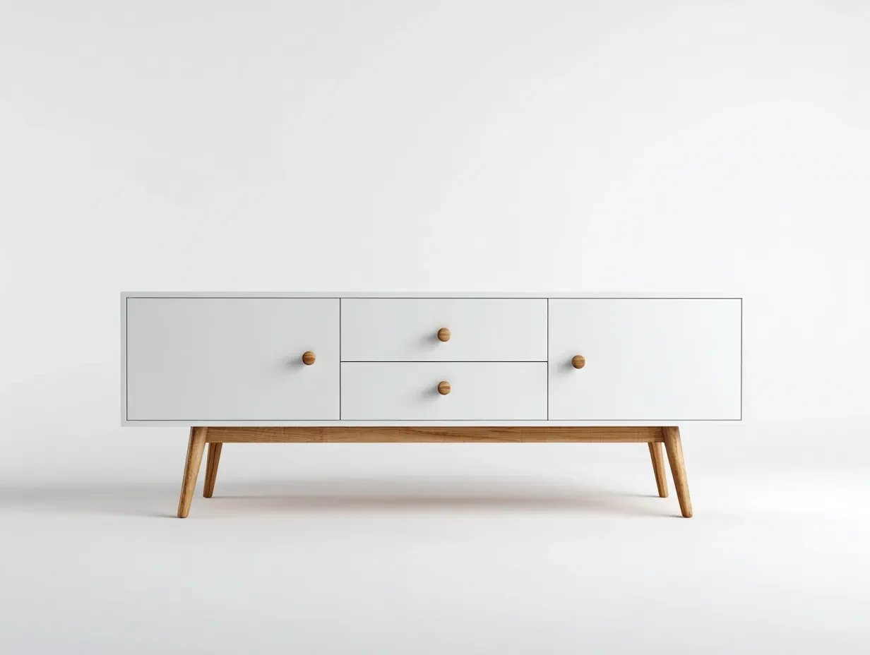 Aparador de madera, fotografía de mueble con IA